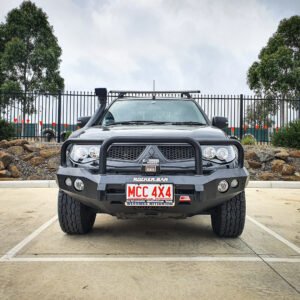 MCC 'ROCKER SANDBLACK 3 LOOP BULL BAR W/ FOG AND PLATES TO SUIT MITSUBISHI CHALLENGER PB-PC 2009-2011/ TRITON ML-MN 10 -14