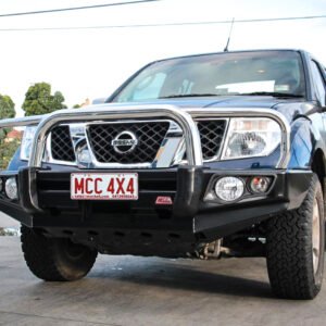 MCC 'FALCON STAINLESS TRIPLE LOOP BULL BAR W/ PLATES TO SUIT NISSAN NAVARA D40 05-15 & PATHFINDER R51 05-10 (GROOVE)