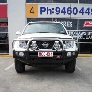 MCC FALCON STAINLESS TRIPLE LOOP W/ FOG AND PLATES TO SUIT NISSAN NAVARA D40 (05-15) & PATHFINDER R51 (05-10) (GROOVE)