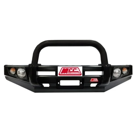 MCC BLACK SINGLE LOOP FALCON BAR WITH PLATES AND FOGS TO SUIT MITSUBSHI PAJERO SPORT 12/2015-2020