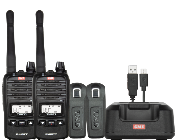 GME 2 WATT UHF CB HANDHELD RADIO (TWIN PACK) (TX667TP)