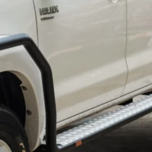 SIDE STEPS_ AL CHECKER PLATE SILVER ANODIZED TO SUIT TOYOTA HILUX (2011-2015)