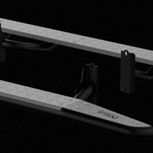 PIAK SIDE STEPS CURVED DOWN AL CHECKER PLATE ANODIZED SILVER TO SUIT TOYOTA HILUX 2015+