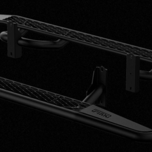 PIAK SIDE STEPS CURVED DOWN AL CHECKER PLATE ANODIZED BLACK - FORD RANGER & MAZDA BT50 2011 ON