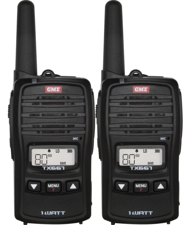 GME UHF CB HANDHELD 1 WATT RADIO - TWIN PACK (TX667TP)