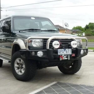 MCC FALCON STAINLESS TRIPLE LOOP BAR W/FOGS TO SUIT MITSUBISHI PAJERO (NH-NL) 1991-2000